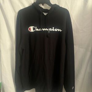 Champion Black Men's Hoodie Black Drawstrings Size L Large